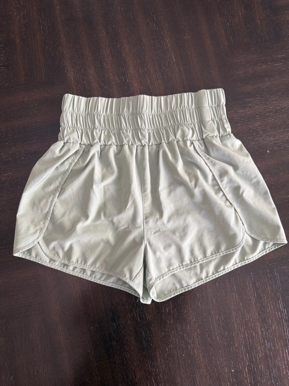 High-Waist Athletic Shorts — Sage Green
